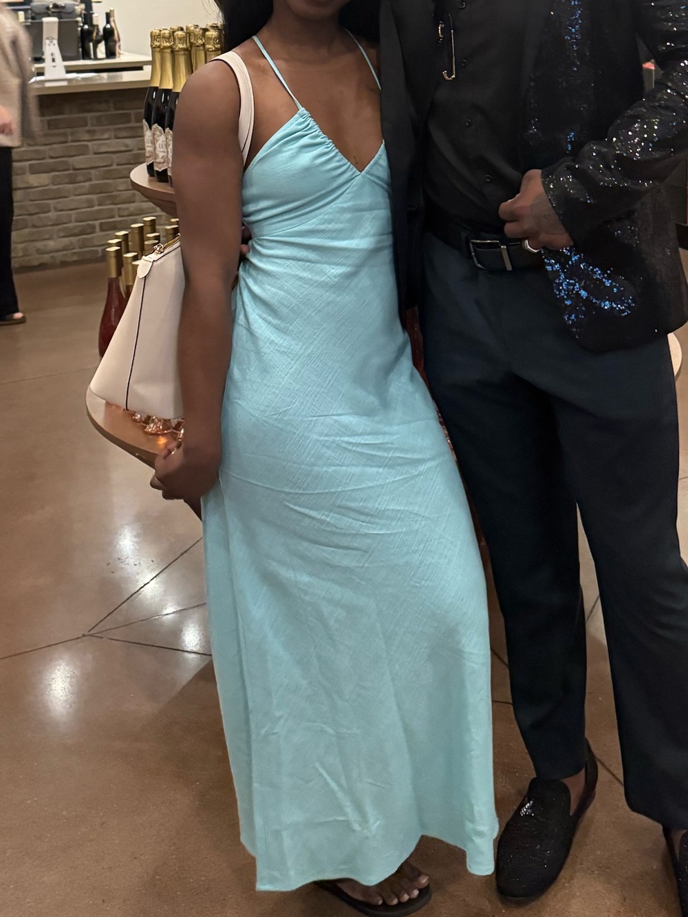 Dynamite Light Blue Spaghetti-Strap Maxi Slip Dress